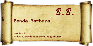 Benda Barbara névjegykártya